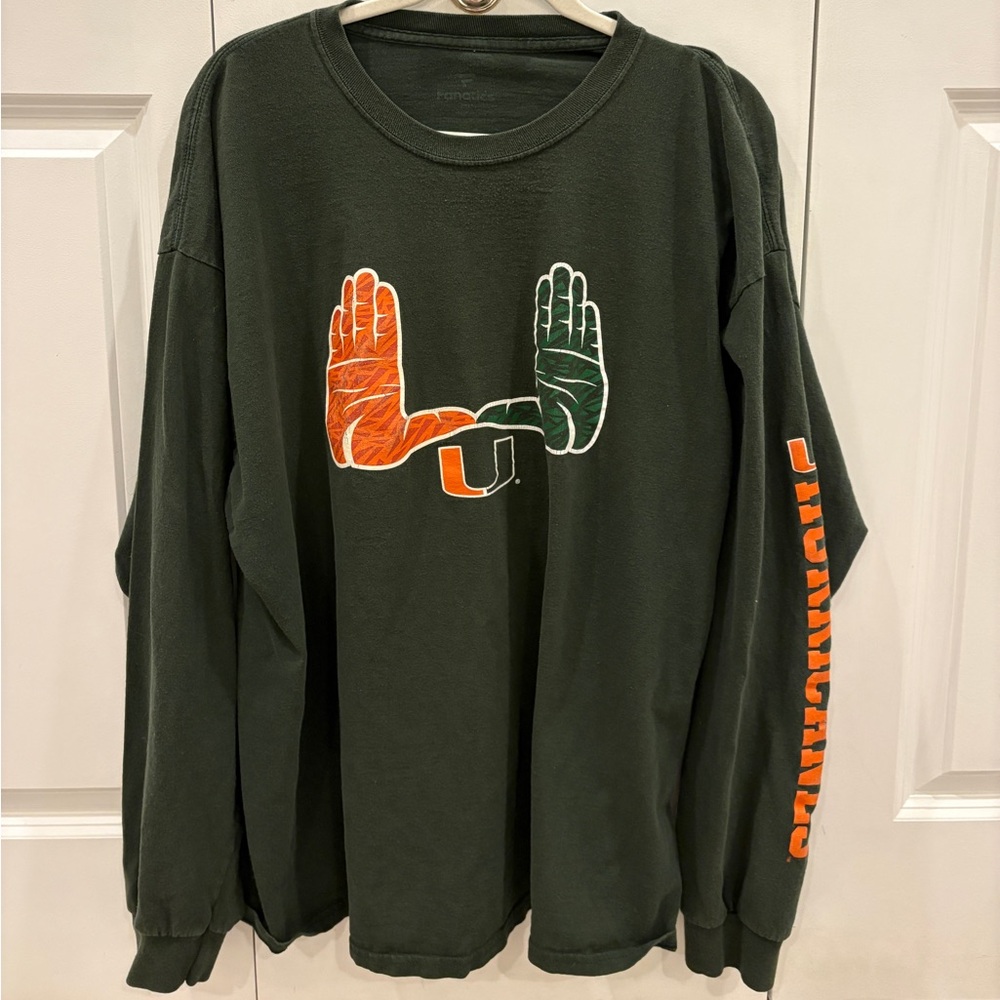 Fanatics University of Miami Vintage Green and Orange Graphic Tee